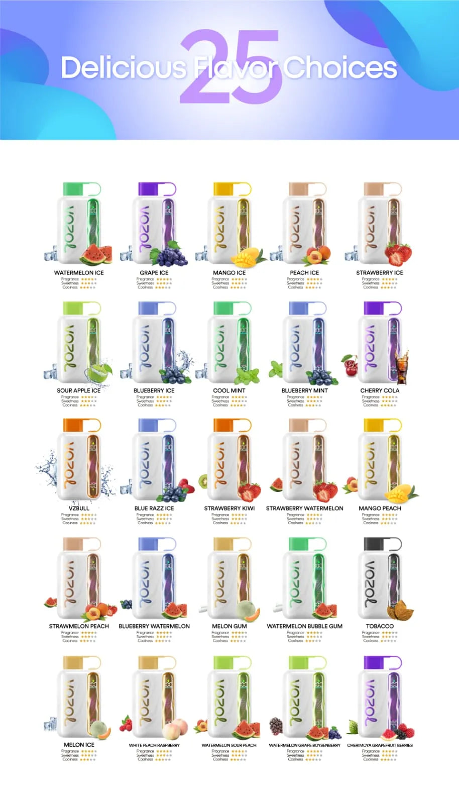 Vozol Star 40K Disposable Vape – 25 Flavors