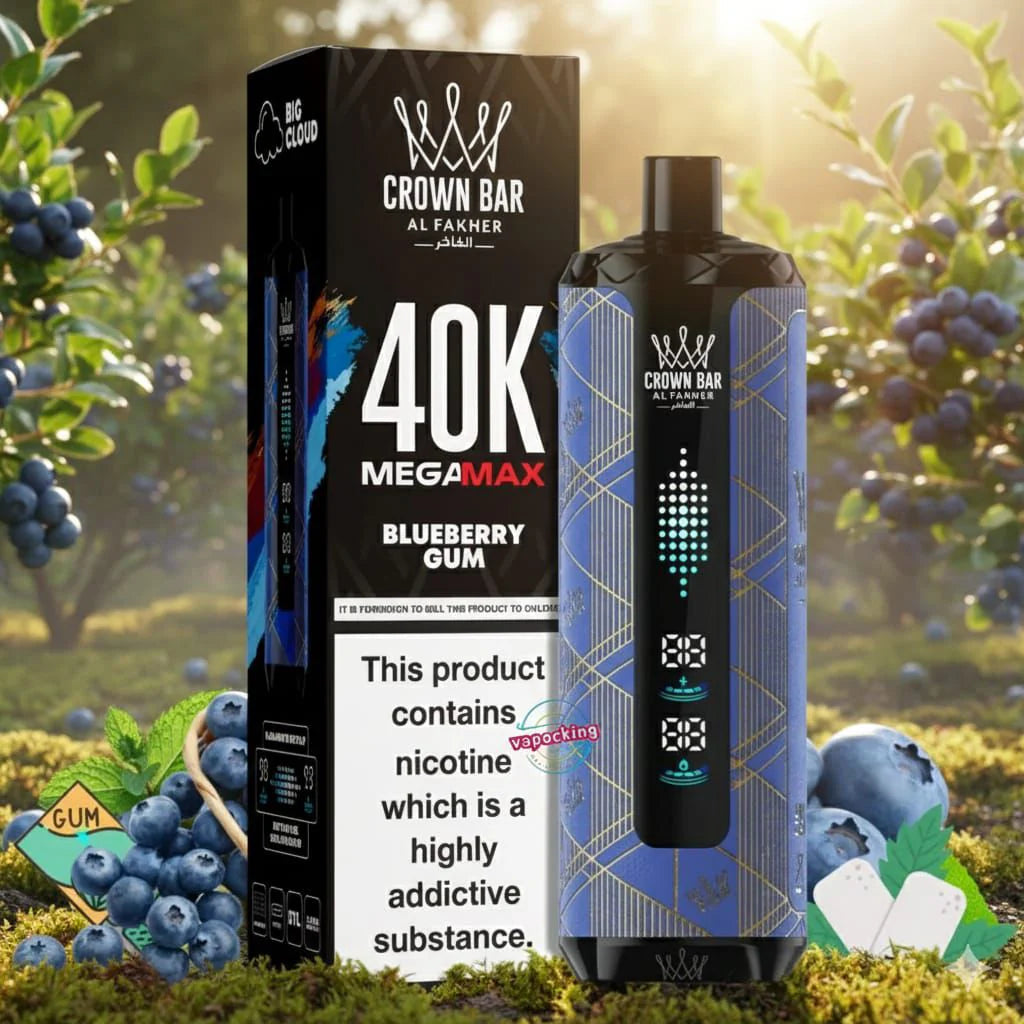 Al Fakher Crown Bar Mega Max 40000 Puffs Disposable Vape – Blueberry Gum | VapouAE VAPOUAE